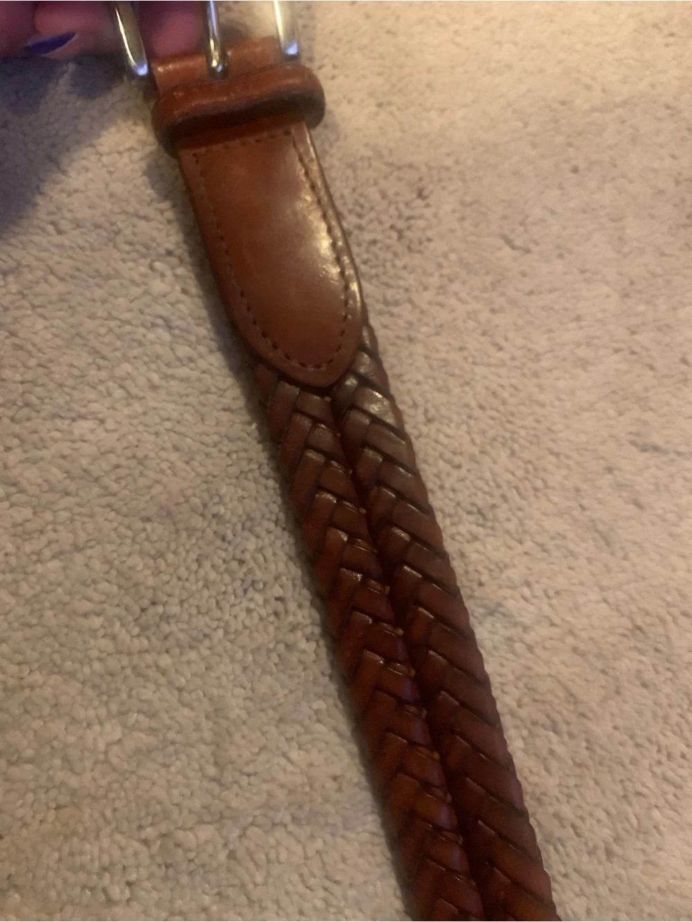 Vintage Martin Dingman Braided Leather Belt in Cognac Brown